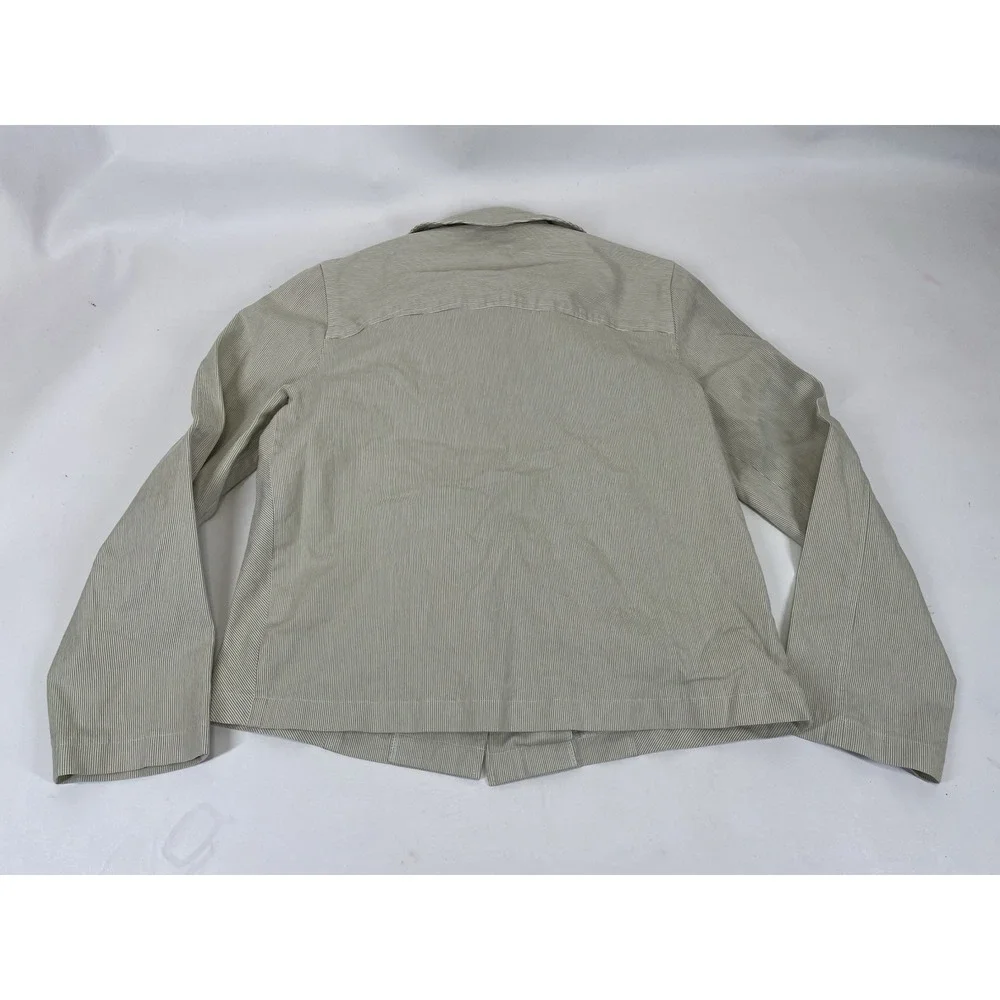 Hearts Of Palm Decorative Front Buttons Striped Basic Jacket Womens Size 8 Green